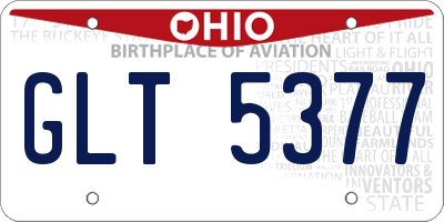OH license plate GLT5377
