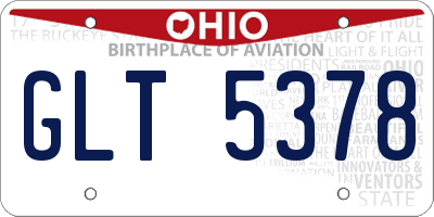 OH license plate GLT5378