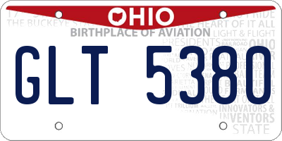OH license plate GLT5380