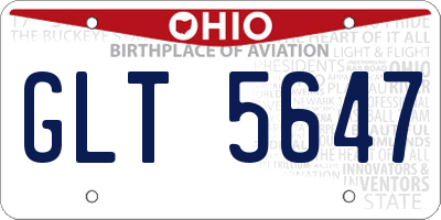 OH license plate GLT5647