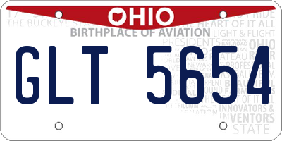 OH license plate GLT5654