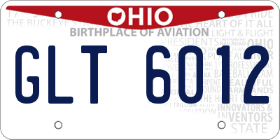 OH license plate GLT6012