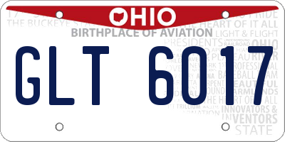 OH license plate GLT6017