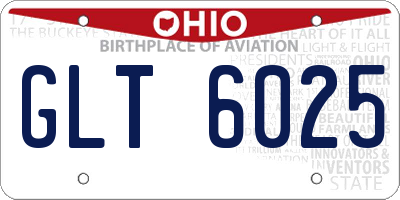 OH license plate GLT6025