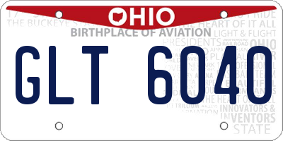 OH license plate GLT6040