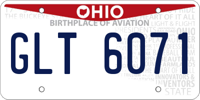 OH license plate GLT6071