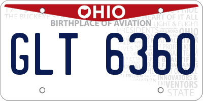 OH license plate GLT6360