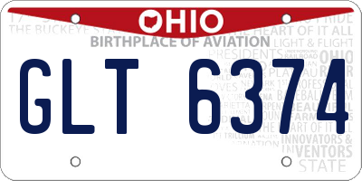 OH license plate GLT6374