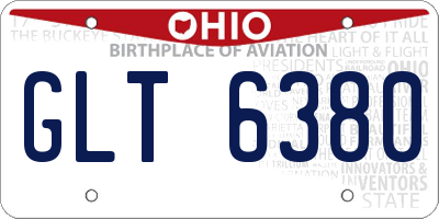OH license plate GLT6380