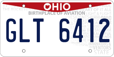 OH license plate GLT6412