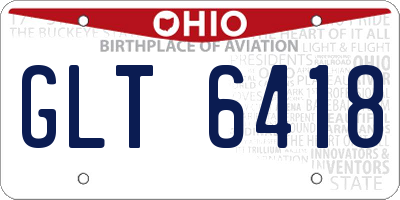 OH license plate GLT6418