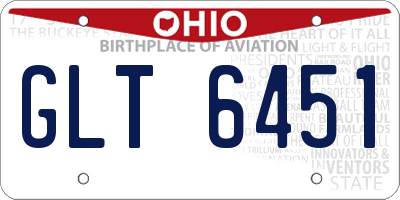OH license plate GLT6451