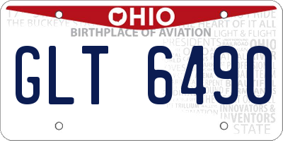 OH license plate GLT6490