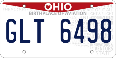 OH license plate GLT6498