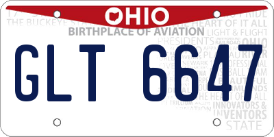 OH license plate GLT6647