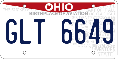 OH license plate GLT6649