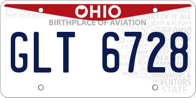 OH license plate GLT6728