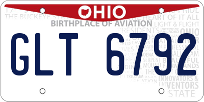 OH license plate GLT6792