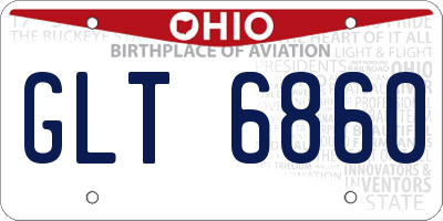 OH license plate GLT6860