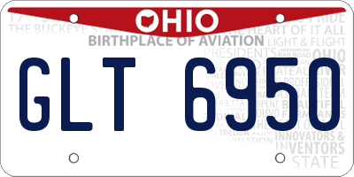 OH license plate GLT6950