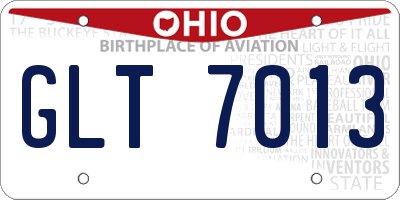 OH license plate GLT7013