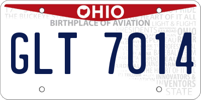 OH license plate GLT7014