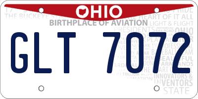 OH license plate GLT7072
