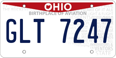 OH license plate GLT7247
