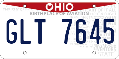 OH license plate GLT7645