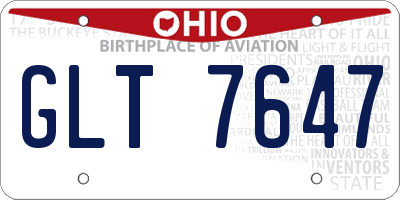 OH license plate GLT7647