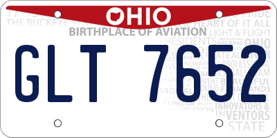 OH license plate GLT7652