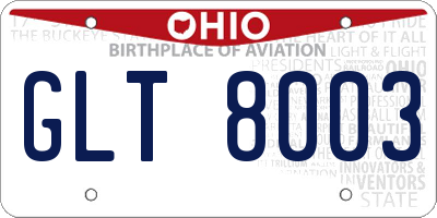OH license plate GLT8003
