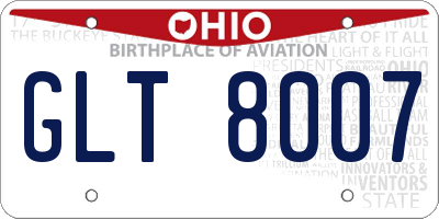 OH license plate GLT8007