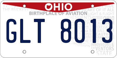 OH license plate GLT8013