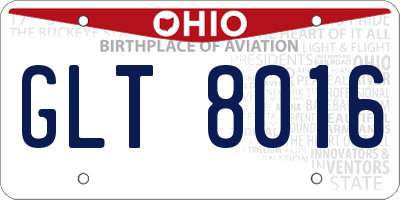 OH license plate GLT8016