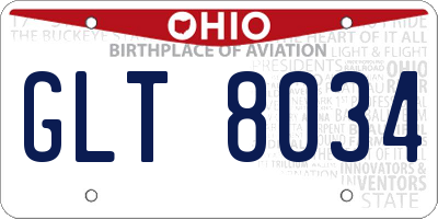 OH license plate GLT8034
