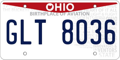 OH license plate GLT8036