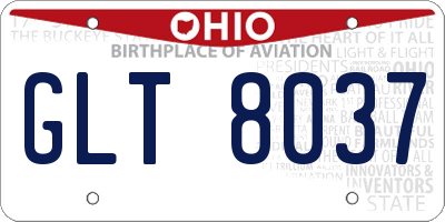 OH license plate GLT8037