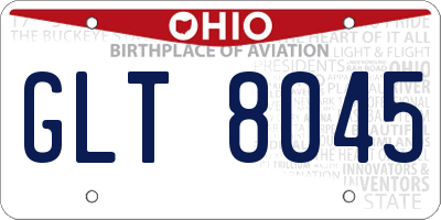 OH license plate GLT8045