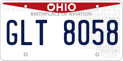 OH license plate GLT8058