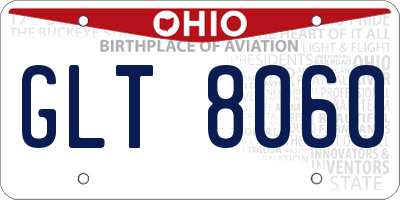 OH license plate GLT8060