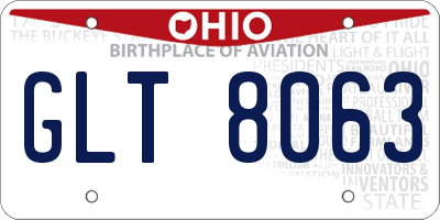 OH license plate GLT8063