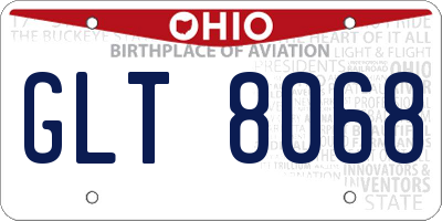 OH license plate GLT8068