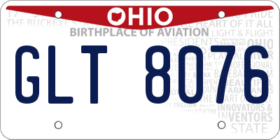 OH license plate GLT8076