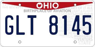 OH license plate GLT8145