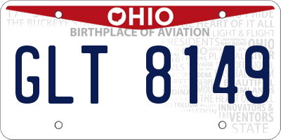 OH license plate GLT8149