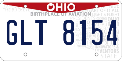 OH license plate GLT8154