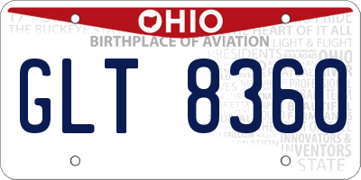 OH license plate GLT8360