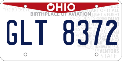 OH license plate GLT8372