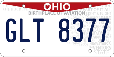 OH license plate GLT8377